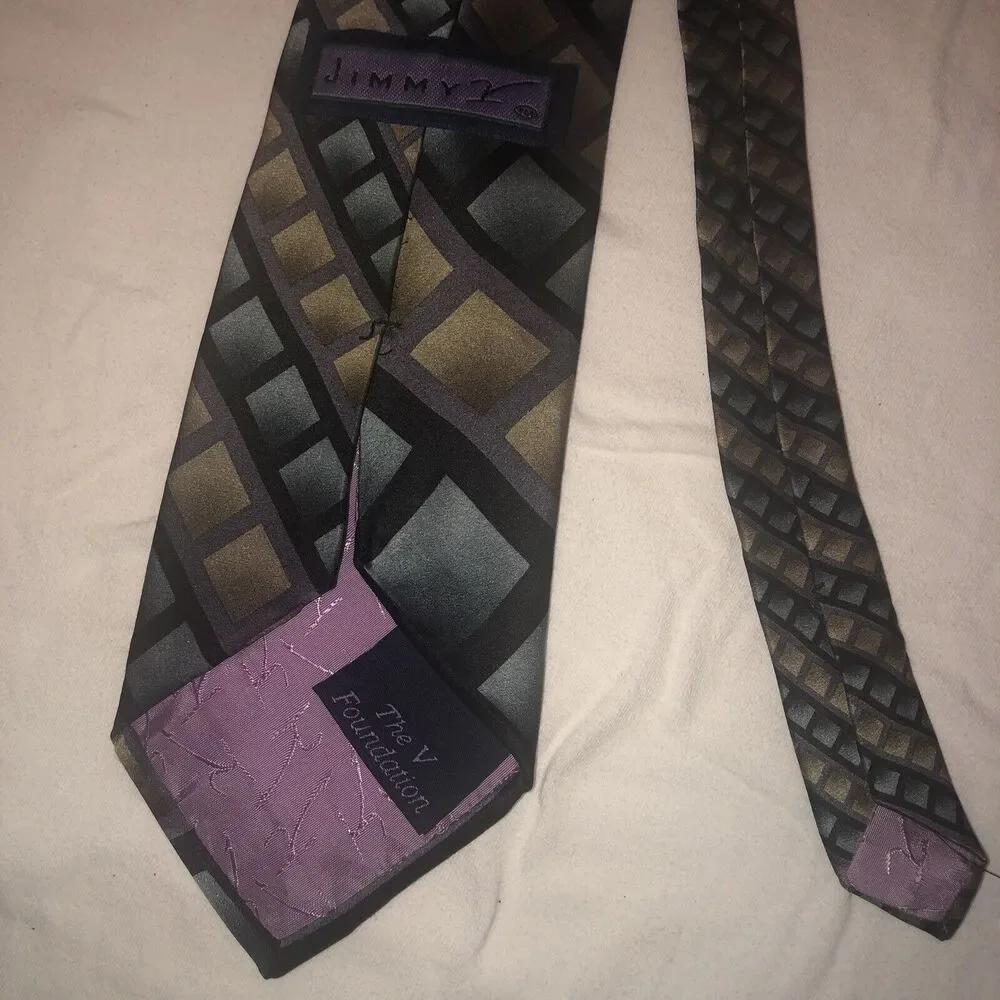Jimmy V 100%‎ Silk Neck Tie Blue/Green Patterned/purple/black